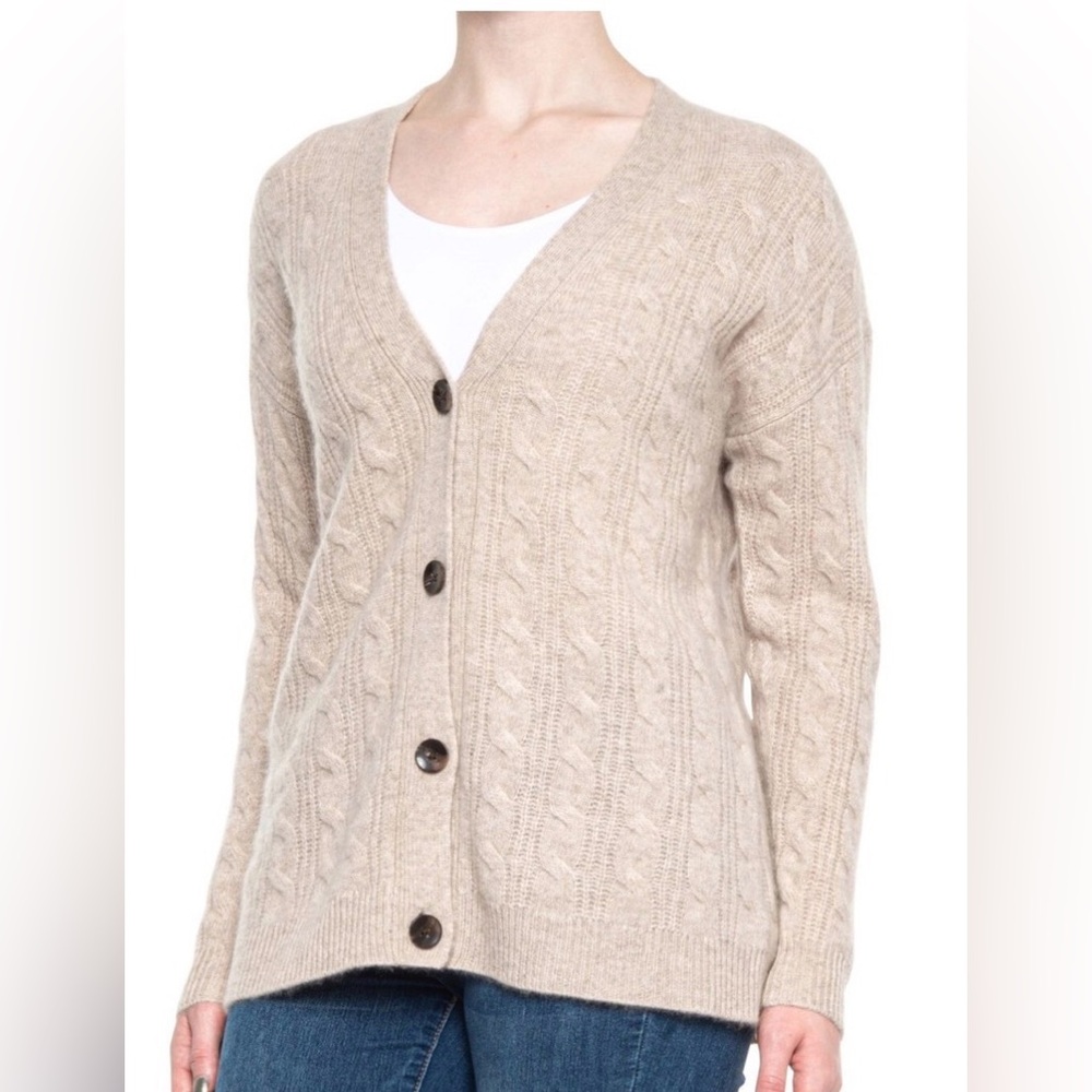 Rachel Zoe Cashmere Cardigan. 2 Ply Cashmere Knit. Size XL. EUC. Taupe.